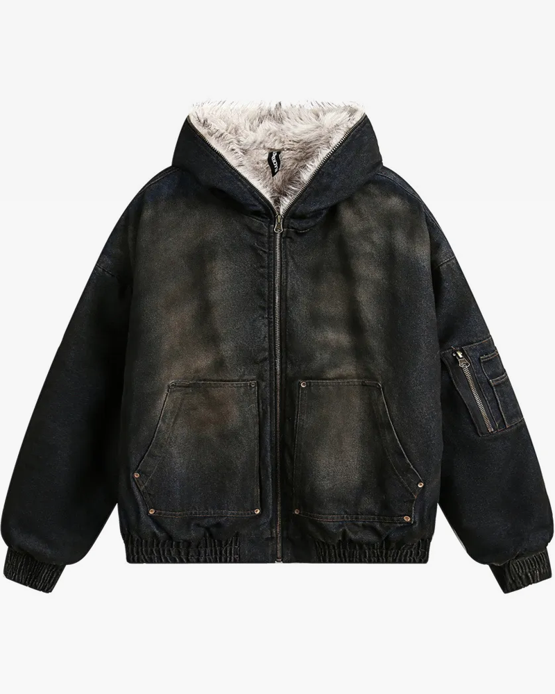 Denim Jacket With Fur