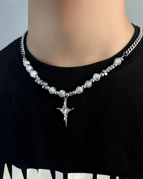 Silver Cross Necklace Y2K