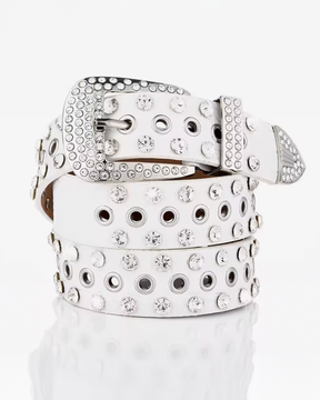 White Rhinestone Belt