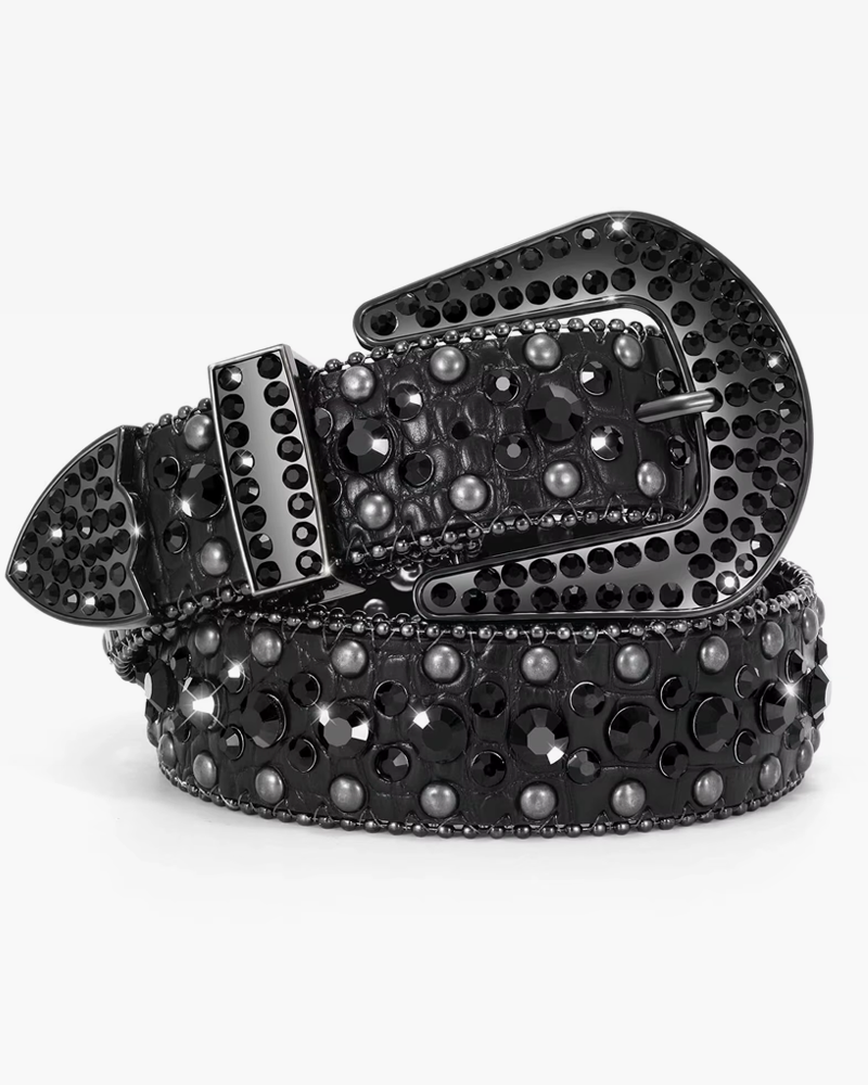 Black Western Rhinestone Belt