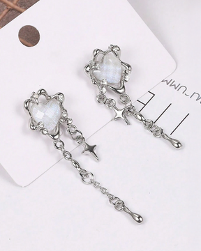 Blue Opal Heart Earrings