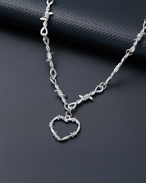 Barbed Wire Heart Necklace