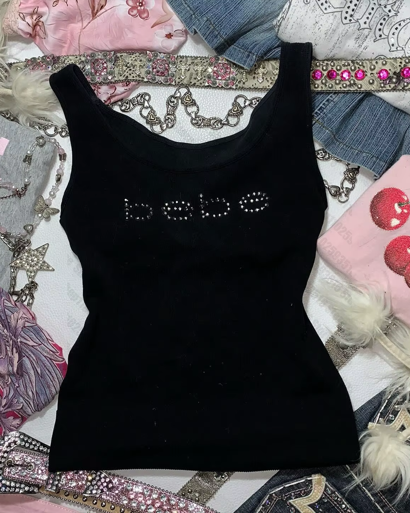 Bebe Rhinestone Tank Top