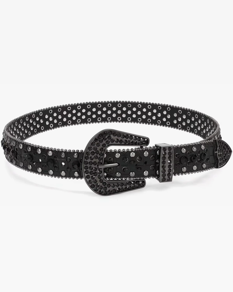 Black Western Rhinestone Belt