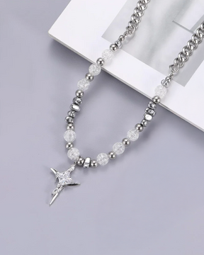 Silver Cross Necklace Y2K