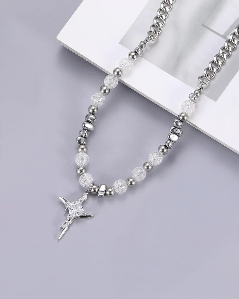 Silver Cross Necklace Y2K