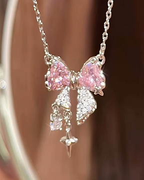 Pink Bow Necklace