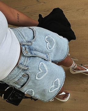 Heart Denim Shorts