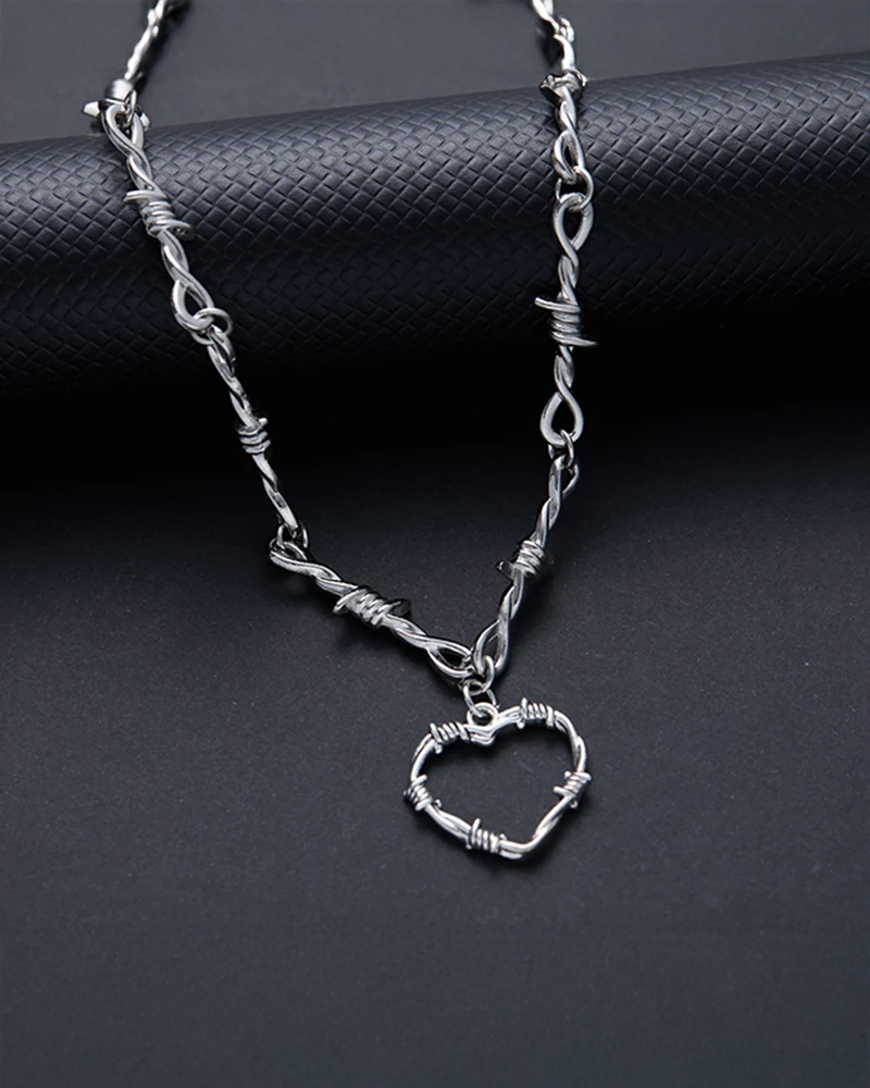 Barbed Wire Heart Necklace