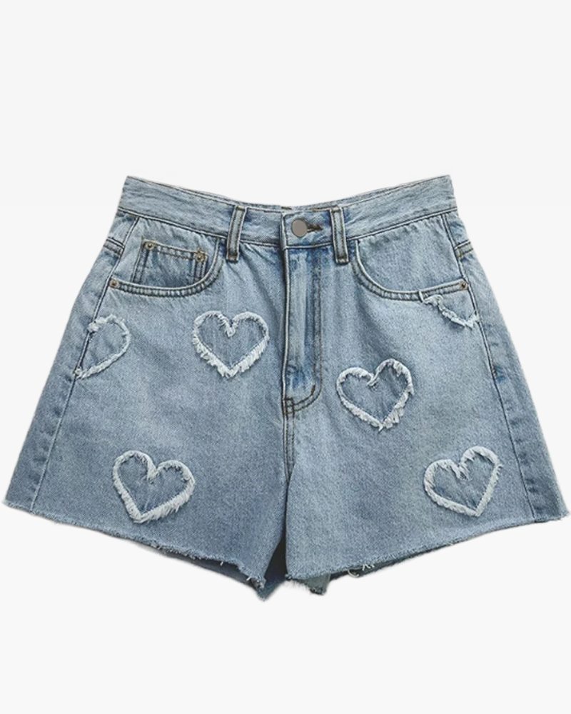 Heart Denim Shorts