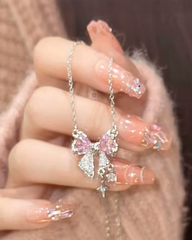 Pink Bow Necklace