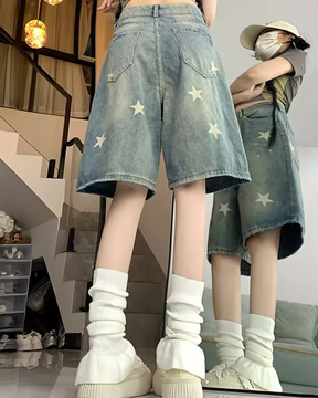 Denim Shorts With Stars