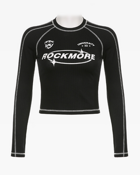 Long Sleeve Cropped Black Top