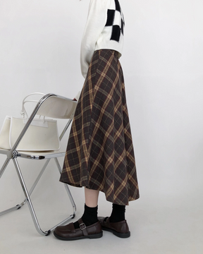 Midi Plaid Skirt
