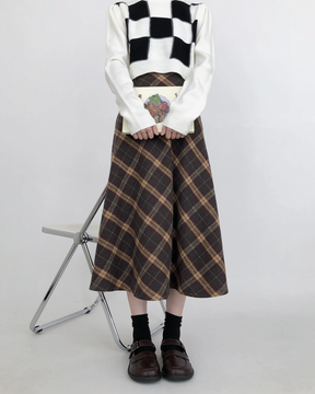 Midi Plaid Skirt